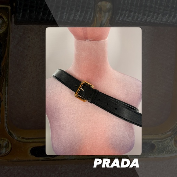 Prada Accessories - GUC Prada Saffiano Leather Black Belt
